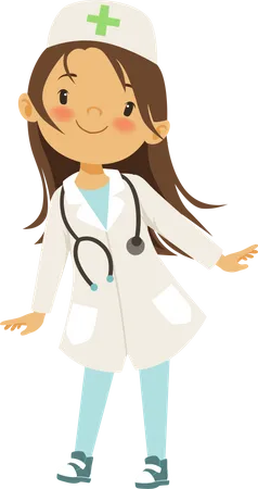 Petite fille en costume de médecin  Illustration