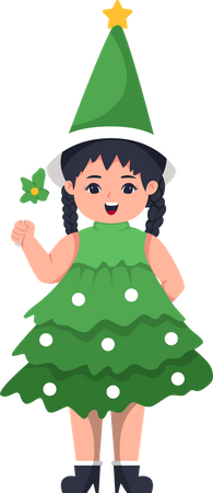 Petite fille en costume de Noël  Illustration