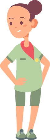 Petite fille en uniforme de scout  Illustration