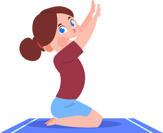 Petite fille en asana de yoga  Illustration