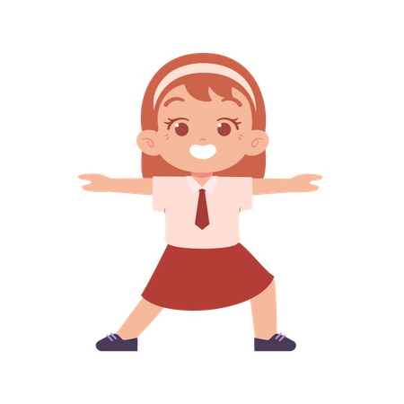 Petite fille faisant des exercices d'étirement  Illustration