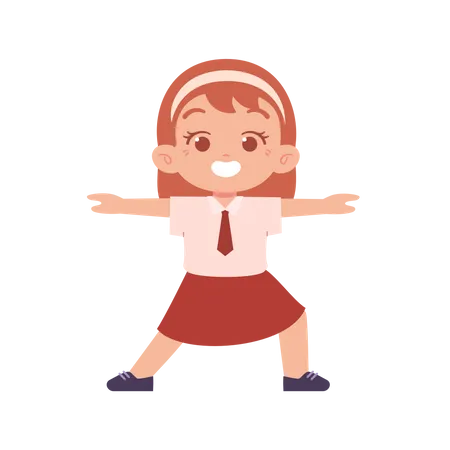 Petite fille faisant des exercices d'étirement  Illustration