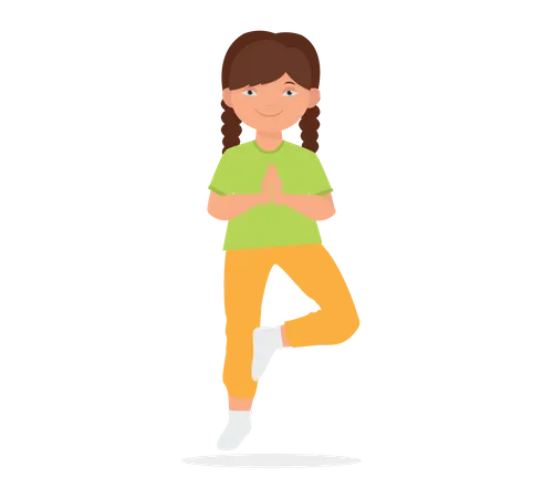 Petite fille faisant du yoga  Illustration