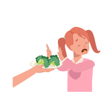 Petite fille déteste le brocoli  Illustration