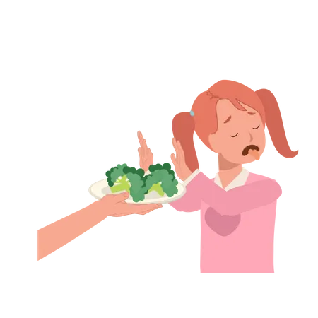 Petite fille déteste le brocoli  Illustration