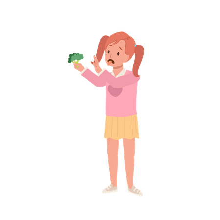 Petite fille déteste le brocoli  Illustration