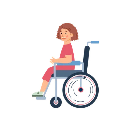 Petite fille handicapée en fauteuil roulant  Illustration