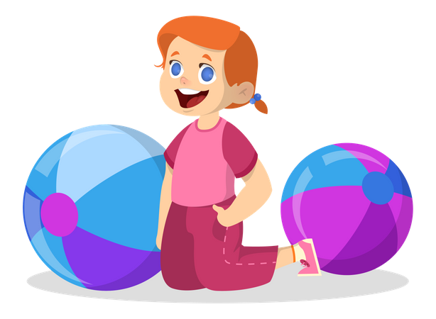 Petite fille jouant au ballon  Illustration