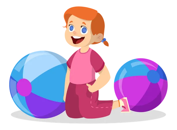 Petite fille jouant au ballon  Illustration