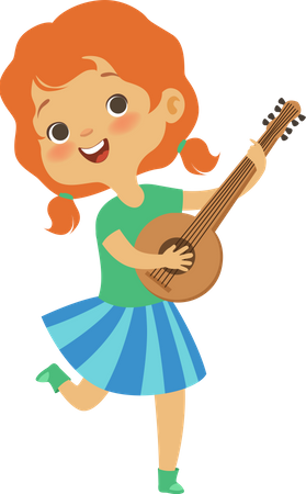 Petite fille jouant de la guitare  Illustration