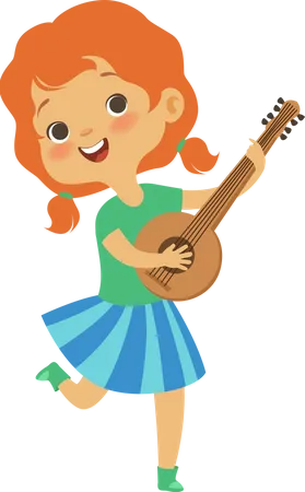 Petite fille jouant de la guitare  Illustration