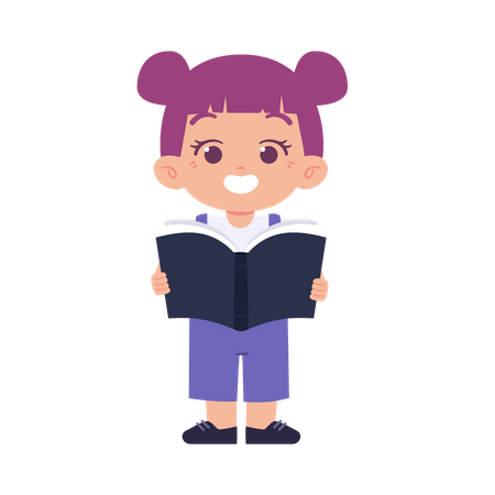 Petite fille lisant un livre  Illustration