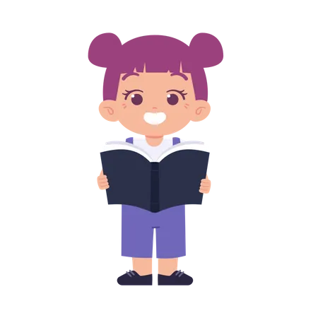 Petite fille lisant un livre  Illustration