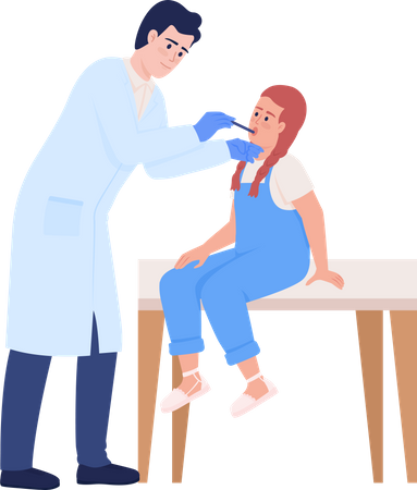 Petite fille visitant un médecin  Illustration