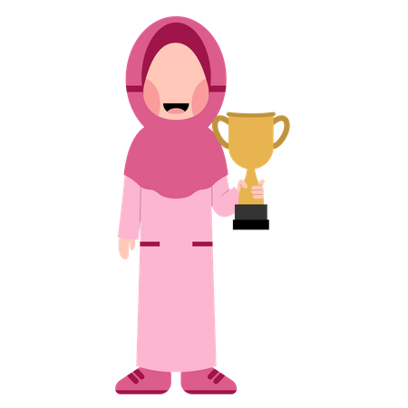 Petite fille musulmane tenant un trophée  Illustration