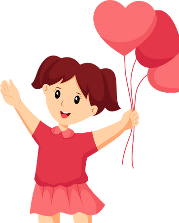 Petite fille portant des ballons  Illustration