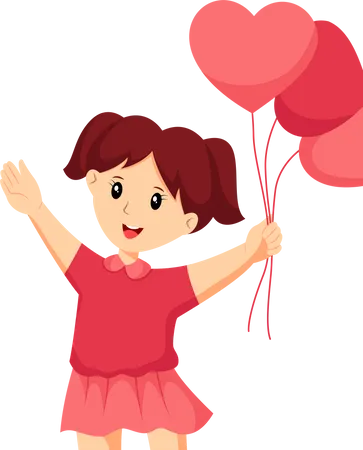 Petite fille portant des ballons  Illustration