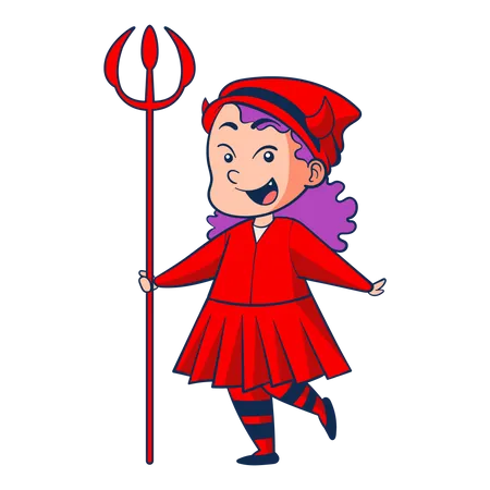 Petite fille portant un costume de diable  Illustration