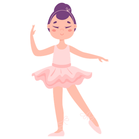 Petite fille pratiquant la danse de ballet  Illustration