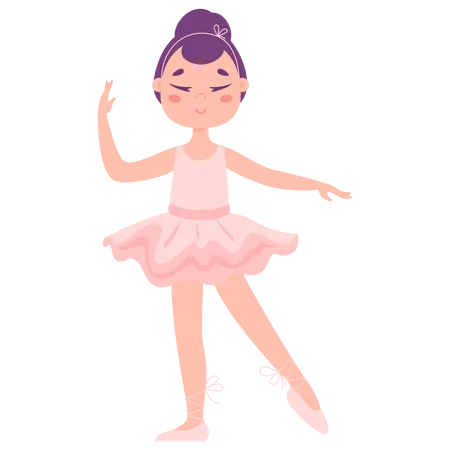 Petite fille pratiquant la danse de ballet  Illustration