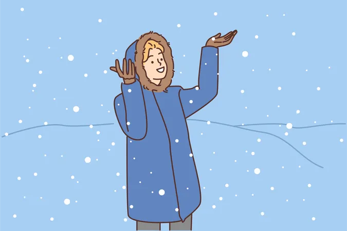Petite fille profitant de la neige  Illustration