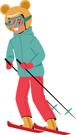 Petite Fille Ski Sports D'hiver  Illustration