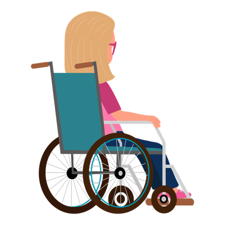 Petite fille souriante en fauteuil roulant  Illustration