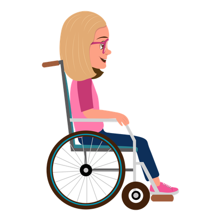 Petite fille souriante en fauteuil roulant  Illustration