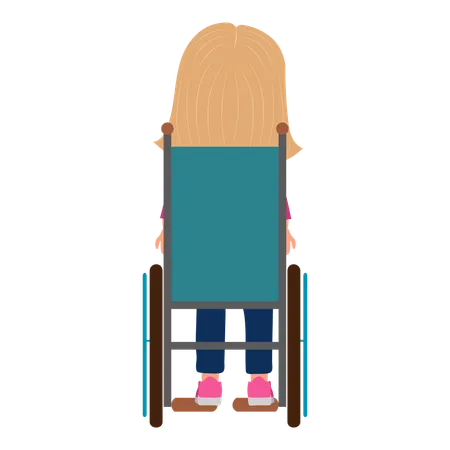 Petite fille souriante en fauteuil roulant  Illustration