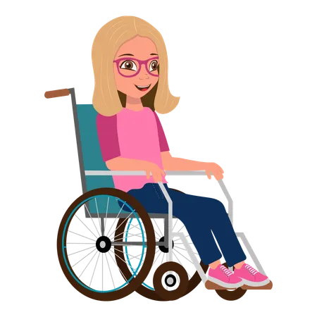 Petite fille souriante en fauteuil roulant  Illustration