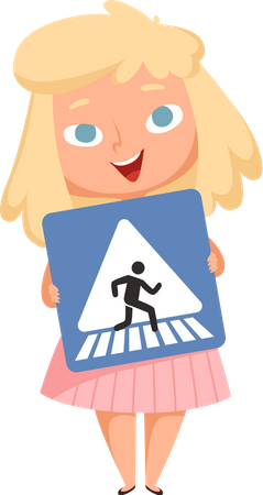 Petite fille tenant un panneau de signalisation  Illustration