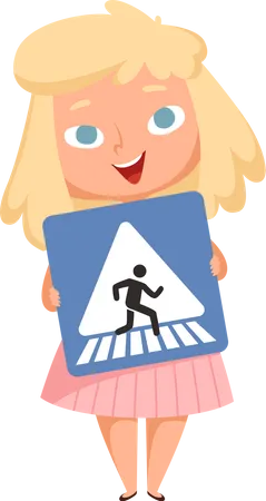 Petite fille tenant un panneau de signalisation  Illustration