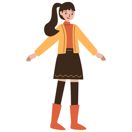 Petite fille allant dehors tout en portant des vêtements d'automne  Illustration