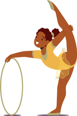 Petite fille gymnaste avec cerceau  Illustration