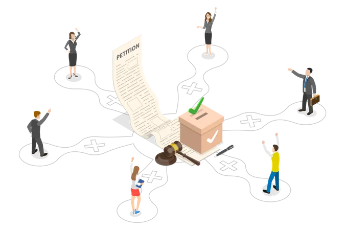3 D Isometric Flat Vector Conceptual Illustration Of Petition Collective Public Appeal Document Illustration