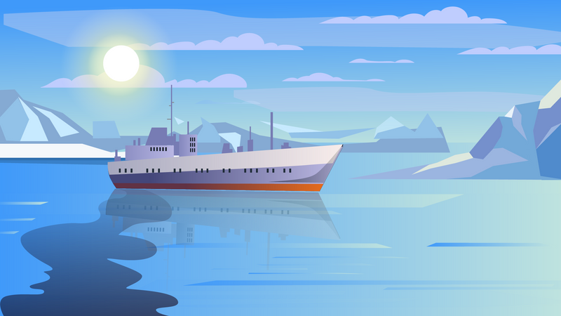 Petroleum pollution from ship Illustration