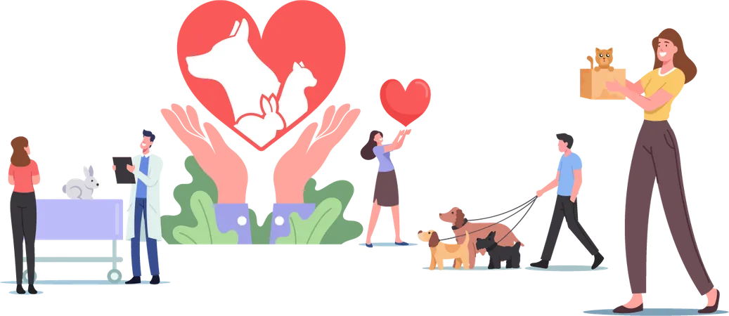 Pets Rescue and Protection Illustration