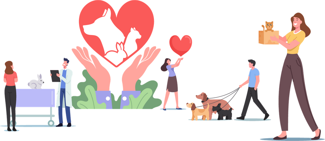 Pets Rescue and Protection  Illustration