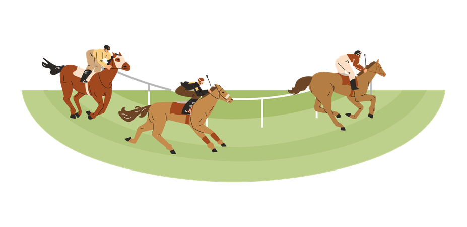 Jockeys sprinten auf Pferd  Illustration