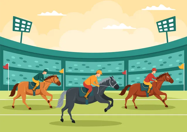 Pferderennen-Wettbewerb  Illustration