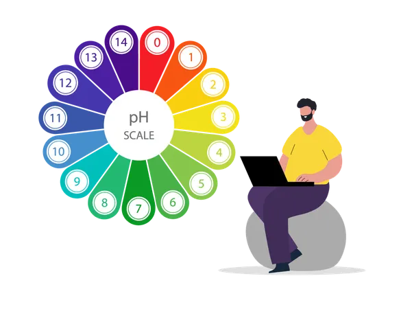 PH Scale with Chemical analysis or test  Illustration