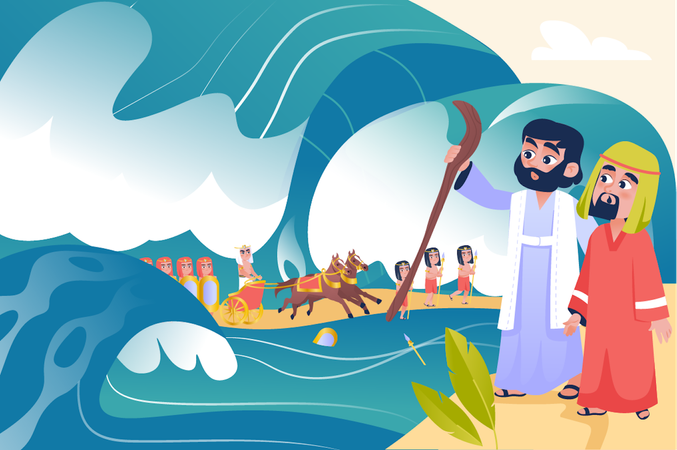 Pharaoh and his army drowned  Illustration