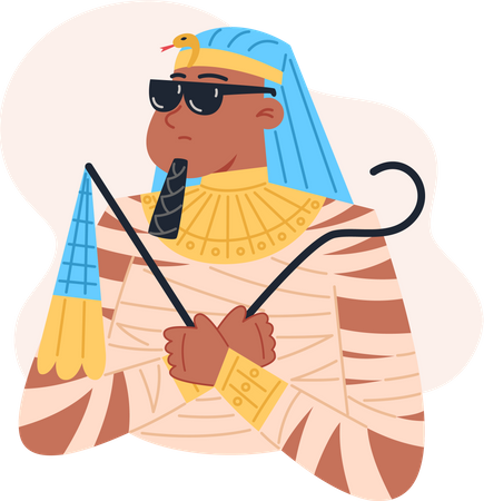 Pharaoh in modern black sunglasses  Illustration