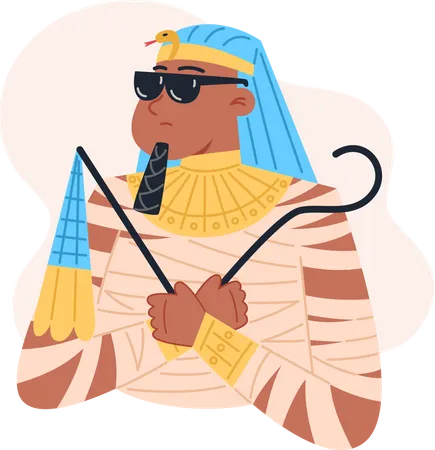 Pharaoh in modern black sunglasses  Illustration