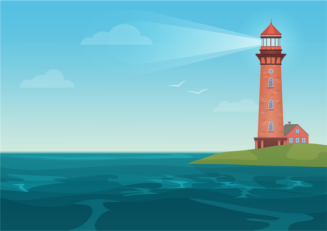 Phare sur la plage  Illustration