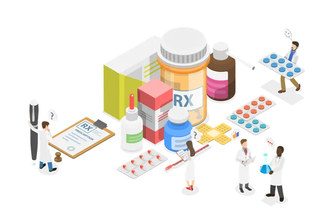 3 D Isometric Flat Vector Illustration Of Pharmacist Pharmaceutical Industry Illustration