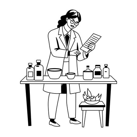 Pharmaceutical Scientist working in medical lab  Illustration