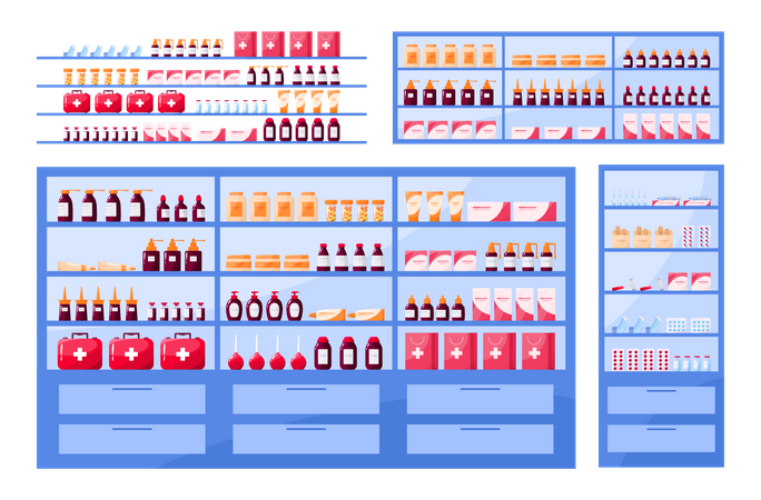 Étagère à médicaments de pharmacie  Illustration