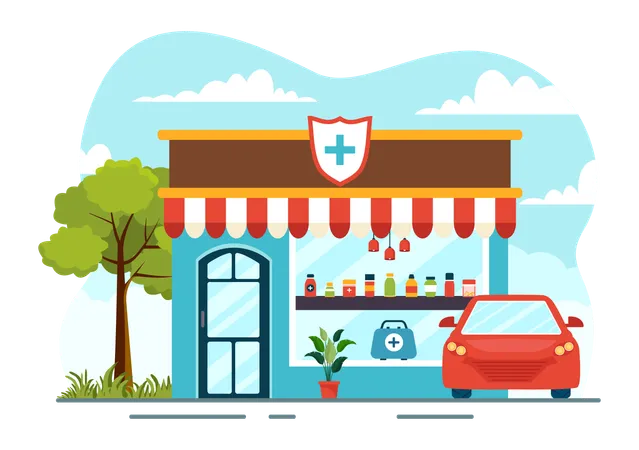 Pharmacie au bord de la route  Illustration