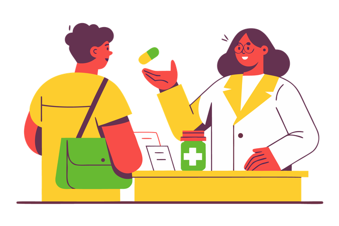Pharmacien offrant un service client  Illustration